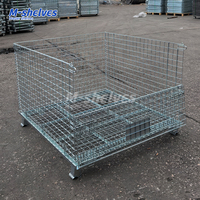Conteneur en treillis métallique galvanisé pliable de haute qualité 500 kg 600 kg, cage de stockage métallique, chariot à roulettes avec roues