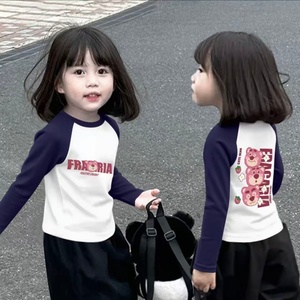 เสื้อยืดแขนยาวเด็กผู้หญิง ลายพิมพ์ ระบายอากาศ ผ้าฝ้ายแท้ รุ่นใหม่ ปี 2025 สำหรับเด็กโต คอเสื้อสีตัดต่อ - Product Image 5