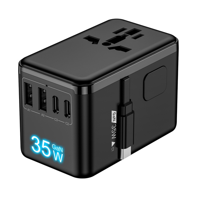 PD35W GAN World Travel Adaptor Quick Charger Usb Adapter International Plug Universal Travel Adapter Charger with Cable C