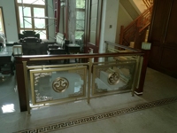 Systèmes de balustrades haut de gamme en laiton, style design chinois, pour hôtels, villas, escaliers, intérieur, extérieur, balcons, porches, avec dessus en bois de rose