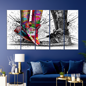 Chaussures Graffiti élégantes, impression sur verre trempé, œuvre d'art sur toile, lot de 5 toiles - Product Image 3