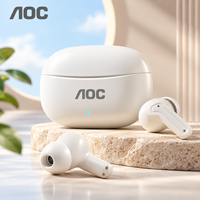 Écouteurs sans fil AOC BT5.4 TWS intra-auriculaires avec réduction de bruit ANC, haut-parleur dynamique de 13 mm, écouteurs stéréo basse consommation