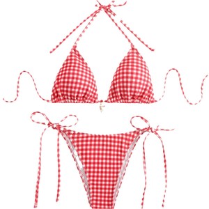 Conjunto de bikini de dos piezas con estampado y lazo, estilo europeo y americano, sexy, para vacaciones, para mujer, 2024, sitio web independiente de AliExpress - Product Image 5