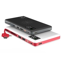 Nuevo modelo integrado en cable 3 en 1 10000mAh bancos de energía de carga inalámbricos multifuncionales para iPhone 11