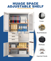 Meuble de Rangement Multi-usages Moderne en Acier KD, Armoire à Classeurs 4 Portes 3 Tiroirs, Optimisation de l'Espace, Mobilier de Bureau Commercial pour Écoles et Hôtels