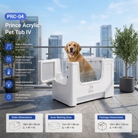 Baignoire pour chien moderne de luxe en acrylique transparent avec hydro-massage visuel, porte d'accès et filtre anti-cheveux anti-colmatage