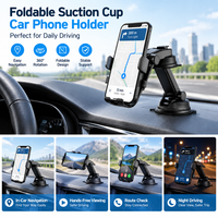 Support de téléphone de voiture à ventouse, bras télescopique pliable, support de tableau de bord, berceau universel en ABS et silicone, réglable à 360°