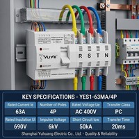 YUYE 63A 2P 4P AC400V Commutateur de transfert automatique domestique ATS pour boîtier de distribution solaire photovoltaïque CE CCC OEM