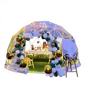 Carpa Bolin Transparente Esférica para Exteriores, Dos Habitaciones, Roja, 3M X 3M, Carpa para Catering y Hoteles - Product Image 1