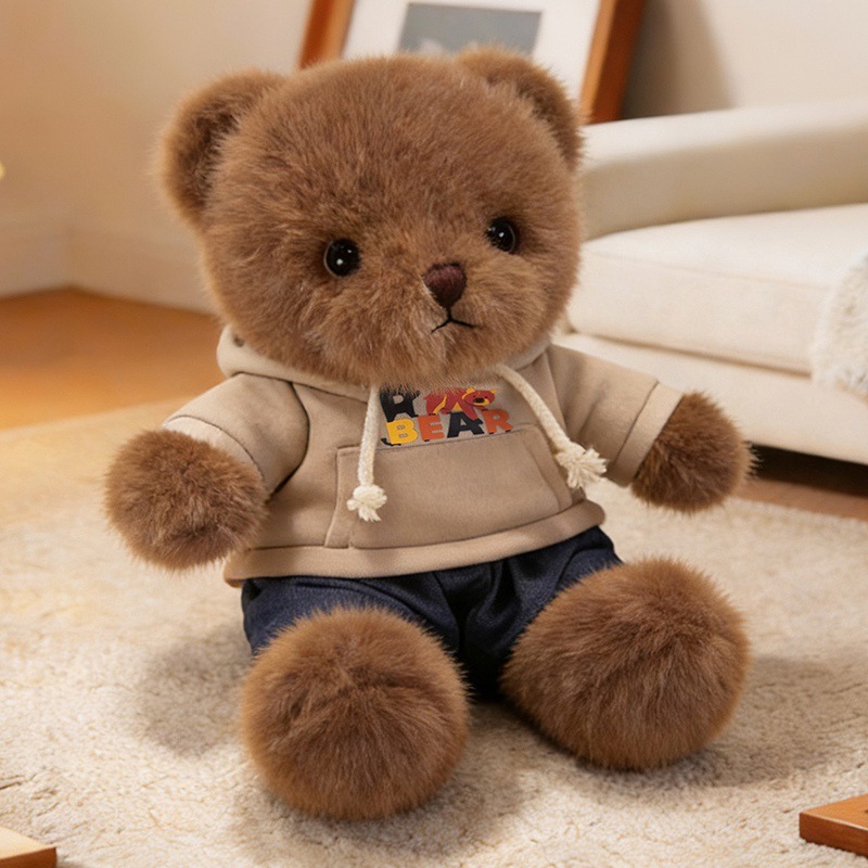 Sweat à capuche avec ours marron