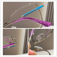 Lunettes anti-lumière bleue photochromiques pour femmes, monture carrée surdimensionnée en métal, couleurs patchwork, photogray, anti-reflet, anti-UV400