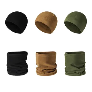 Winter Products Fleece Watch Cap Sports Cold Windproof Neck Warmer Gaiter Tactical Beanie Hat And Scarf Set For Men Women