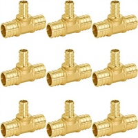 Raccord réducteur en T PEX 3/4'' x 3/4'' x 1/2'' en laiton à sertir, connexion femelle à tête hexagonale |   pour les tuyaux PEX en plomberie