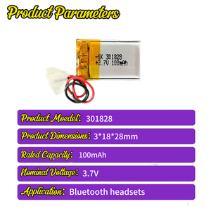 CE 인증 리튬 배터리 301828 100mAH 리포 셀 BMS 보호 기능 포함 애완동물 추적기 블루투스 헤드셋 분실 방지 장치 GPS - Product Image 3