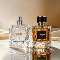 Vente directe d'usine, flacons de parfum ronds en verre transparent de qualité supérieure de 100 ml avec impression sur écran, vides et avec couvercle, emballage personnalisé en boîte