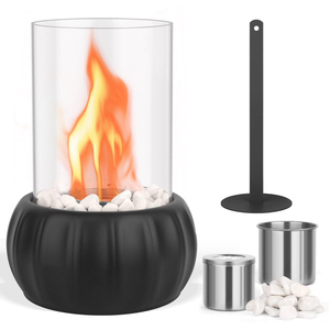 Cheminée à éthanol carrée de table, foyer miniature en métal d'intérieur, foyer portable en forme de citrouille, foyer autoportant en verre - Product Image 1