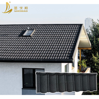 Solution de toiture en acier recyclable pour maison résidentielle, tôles en aluminium durables, tuiles de toiture revêtues de pierre