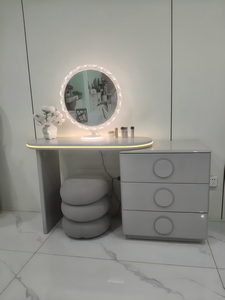 Modern Makeup <b>Vanity</b> <b>Table</b> with Lighted <b>Mirror</b> and Storage Drawers for Bedroom Furniture - Product Image 1