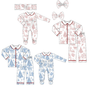 Vente en gros de pyjamas de Noël assortis pour la famille bébé imprimé pour enfants ensemble de vêtements de nuit en coton personnalisé pour enfants - Product Image 1