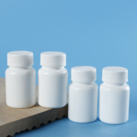 Flacon vide en plastique HDPE blanc pour suppléments vitaminiques et médicaments, avec bouchon à vis et impression sérigraphique, 100 pièces
