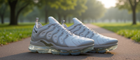 Chaussures de course unisexes Air for Plus Wolf Grey, tige synthétique, semelle intermédiaire en mesh, semelle extérieure en caoutchouc TPU