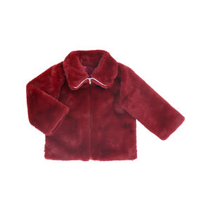 Manteau d'hiver en molleton pour filles, de couleur bordeaux, matière solide, avec doublure, vêtements d'extérieur pour enfants, pardessus pelucheux - Product Image 2