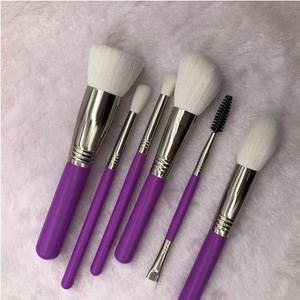 Purple Makeup <b>Brush</b> Set 6pcs Synthetic Hair Travel-Friendly Face <b>Brushes</b> With Pouch Soft Hair Eyeshadow Makeup <b>Brush</b> - Product Image 6