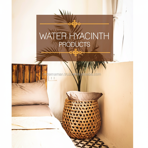 Panier à linge en jacinthe d'eau naturelle 100% fait à la main, conteneur de rangement et d'organisation biologique personnalisable pour la maison - Product Image 1