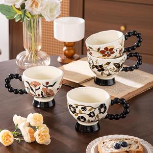 Taza de Café de Cerámica Hecha a Mano con Diseño Floral Vintage Francés, Estilo Británico de Alta Gama, Lujosa, Apta para Lavavajillas y <span class=keywords><strong>Microondas</strong></span> - Product Image 1