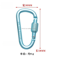 Boucle de verrouillage de corde à vent en forme de D en alliage d'aluminium pour l'extérieur 6cm mousqueton rapide porte-clés mousqueton pour accessoires de sac à dos