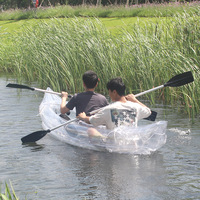 Kayak gonflable RIB, bateau de pêche pliable, ponton en PVC épais pour 2 personnes, écologique, 3,18x0,81m, transparent