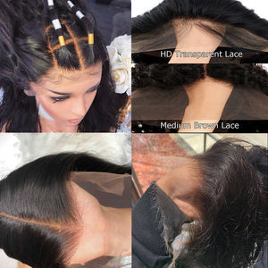 XBL brésilien Remy Full Swiss Lace perruques de <span class=keywords><strong>cheveux</strong></span> humains pour les femmes noires Styles de vague profonde longue ligne droite avec <span class=keywords><strong>frange</strong></span> bébé coiffure - Product Image 5