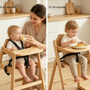 Trona de Madera Personalizada con Bandeja - Trona Ajustable y Convertible para Bebés y Niños Pequeños - Madera Natural Resistente al Agua - Product Image 4