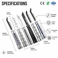 Couteau pliant d'entraînement Balisong non affûté, lame en acier inoxydable, couteau de poche EDC léger et portable, finition lisse