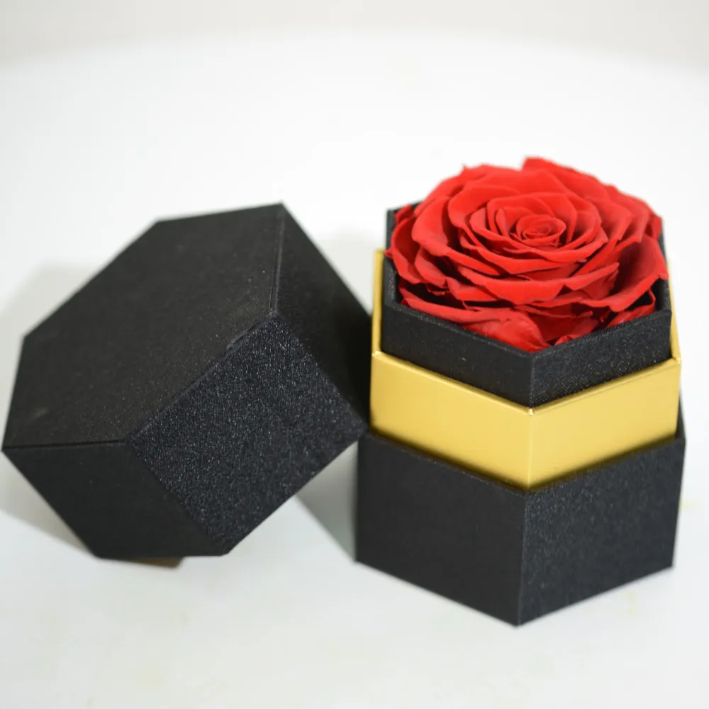 Decoración de San Valentín Herzbox Real Rosen Arreglo de flores Caja de regalo Estabilizado Infinity Forever Eternal Preserved Roses