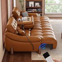 Canapé en cuir italien personnalisé, luxe minimaliste, sectionnel 3-4 places pour hôtel, salon, mobilier de maison entière