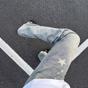 Jean en denim délavé style rétro américain pour homme – Design de niche, coupe décontractée et polyvalente, pantalon droit haut de gamme - Product Image 5