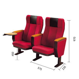 Silla de teatro Mingzhong Furniture MZ-L13 roja tapizada con reposabrazos para auditorio, cine y sala de conciertos - Product Image 4