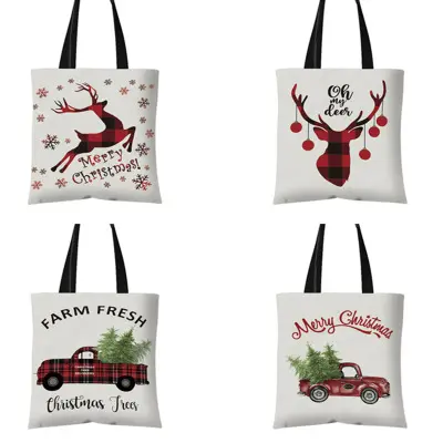 E906 женские Xms украшения под заказ, флодинг, сувенир, дизайнерские холщовые сумки, тоут, складные многоразовые Рождественские Сумки для покупок
