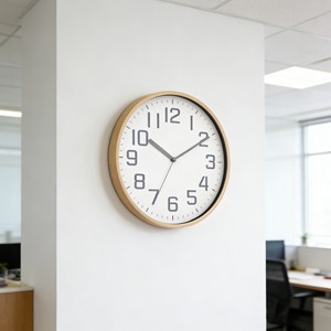 Japandi Light Grey Wood Grain Plastic 12 Inch Quartz Hanging <b>Silent</b> Analog Wall <b>Clock</b> - Product Image 2