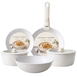 Ensemble de 8 casseroles et poêles en acier au carbone de haute qualité, antiadhésives, avec poignée amovible, pour cuisinière à induction - Product Image 1