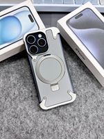 Casing ponsel kualitas tinggi bingkai Aloi Aluminium penutup belakang Pc dengan 4 sudut tahan benturan casing ponsel magnetik untuk Iphone 15 Pro