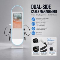 Borne de Recharge Commerciale pour Véhicules Électriques 22-44 kW Double Connecteur AC avec Grand Écran 32 Pouces, Wi-Fi, Bluetooth, OCPP 1.6