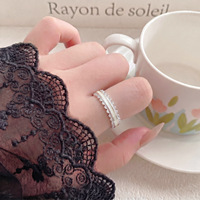 Bague de mode pour femme, émail blanc, zircon cubique, bord festonné, double rangée pavée, large bande ouverte, bague éternité, bijoux de mariage