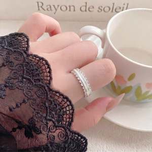 Bague de mode pour femme, émail blanc, zircon cubique, bord festonné, double rangée pavée, large <span class=keywords><strong>bande</strong></span> ouverte, bague éternité, bijoux de mariage - Product Image 3