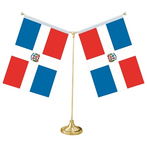 Bandera de Mesa en Forma de Y con Base de Metal para Decoraciones Personalizables con la Mini Bandera de República <span class=keywords><strong>Dominicana</strong></span> - Product Image 1