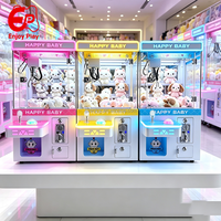 Mini machine à pinces Macaron colorée avec éclairage d'ambiance LED, petite grue à cadeaux à monnayeur en métal pour centre commercial, direct usine
