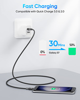 Cable de Carga Rápida SUNGUY de Nailon Trenzado de 18W, Cable de Datos USB, Cable de Alimentación para Teléfonos Móviles, Bancos de Energía y Laptops