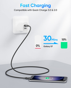 SUNGUY Nylon Braided 18W Fast <b>Charging</b> <b>Cable</b> Phone Charger USB Data <b>Cable</b> Power <b>Cable</b> for Mobile Phones Power Bank and Latop - Product Image 2