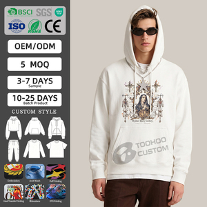 TOOHOO Custom Hoodies Acid Wash 450GSM Heavyweight Boxy Fit Hoodie Men's Streetwear Vintage Stone Washed 100% Cotton Jumper - Product Image 1